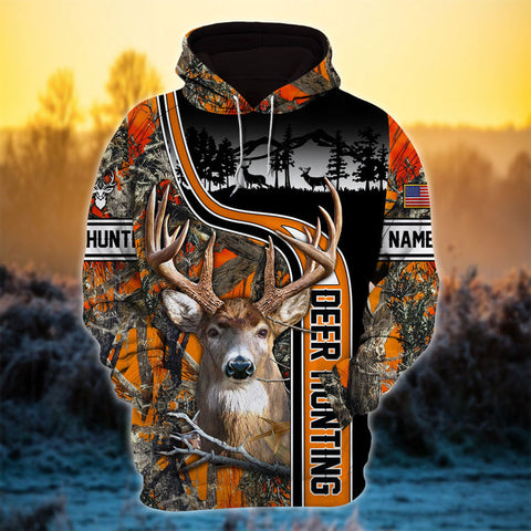 Max Corner Deer hunting Line Art Personalized 3D Hoodie For Hunting Lover