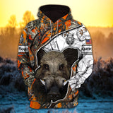 Max Corner Cracked Pattern Boar Hunting Personalized 3D Hoodie For Hunting Lover