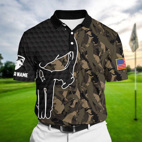 Max Corners Brown Pride Best Crazy Skull Golf Polo Shirts Multicolored Custom Name Polo