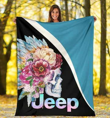 Maxcorners Soft Throw Jeep Skull Bones Flower Winter Blanket