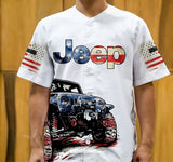 Maxcorners One Nation Under God Jeep Cross White Jersey Shirt