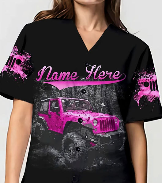 Maxcorners Personalized Jeep Girls Like It Dirty Pink Jeep Jersey Shirt