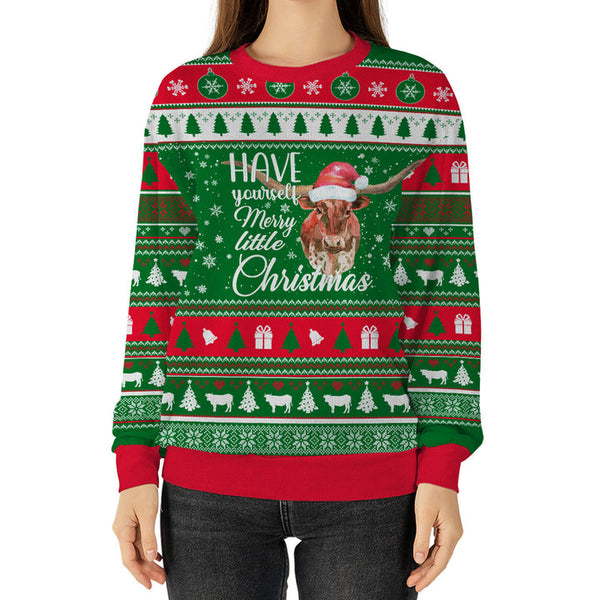 Maxcorners Texas Longhorn Have Yourself Merry Little Christmas Sweater