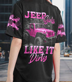 Maxcorners Personalized Jeep Girls Like It Dirty Pink Jeep Jersey Shirt