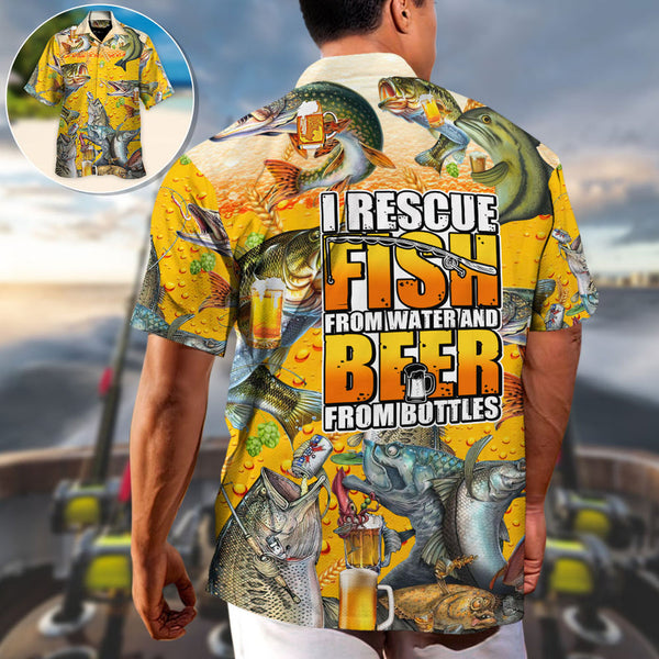 Maxcorners Fishing I Rescue Fish From Water And Beer From Bottles Hawaiian Shirt