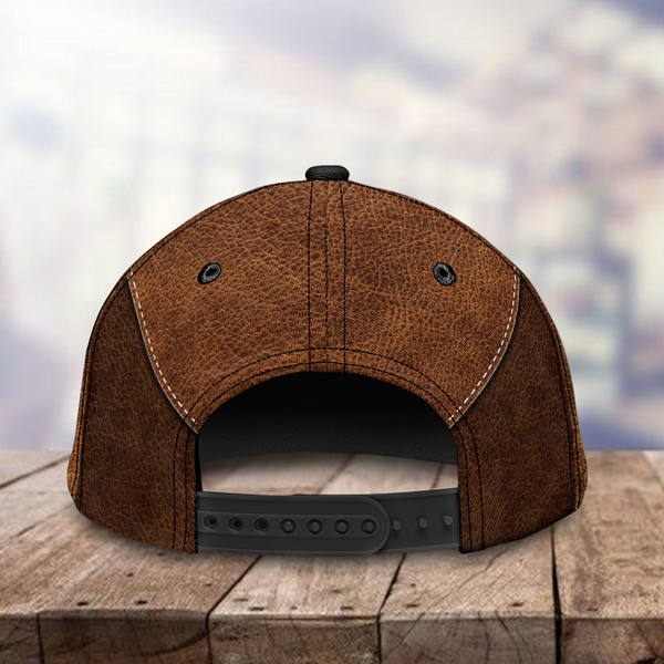 Maxcorners Golf Ball Is Flying Brown Leather Classic Customized Name All Over Printed Cap