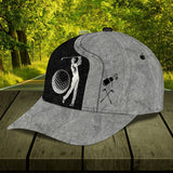 Maxcorners Golf Grey And Black Leather Classic Customized Name All Over Printed Cap