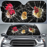 Maxcorners Funny Driving Chicken Family All Over Printed 3D Sun Shade