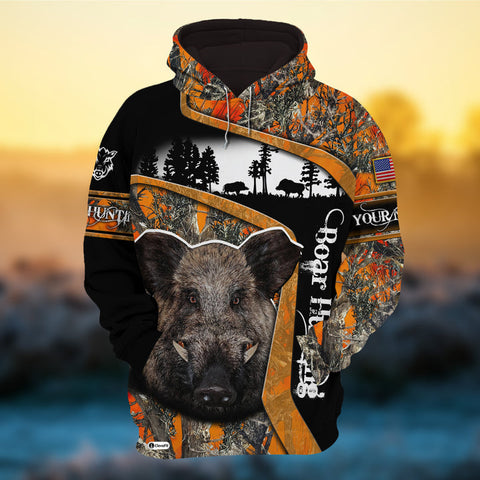 Max Corner Premium Boar Hunter Camo Pattern Personalized 3D Hoodie For Hunting Lover