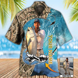 Maxcorners Fishing Blue Water Cool Custom Photo Personalized Hawaiian Shirt