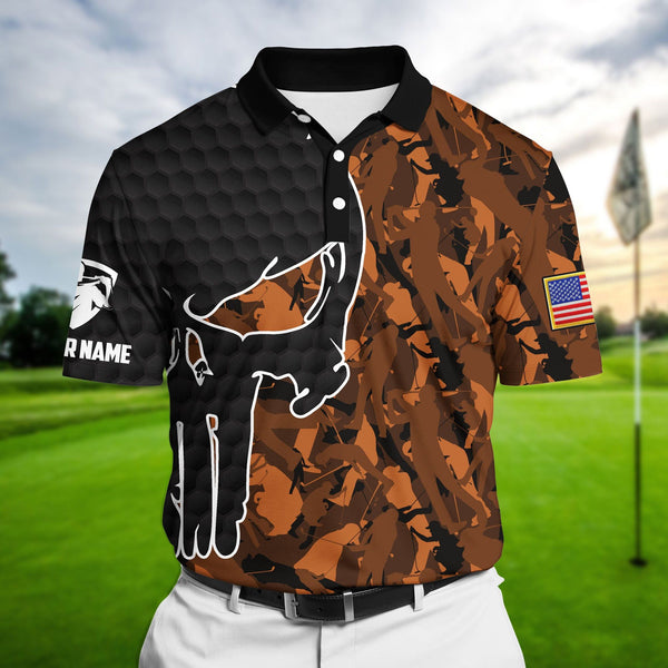 Max Corners Orange Pride Best Crazy Skull Golf Polo Shirts Multicolored Custom Name Polo