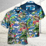 Maxcorners Fishing Hunting Born To Fish Tropical Vibe Hawaiian Shirt