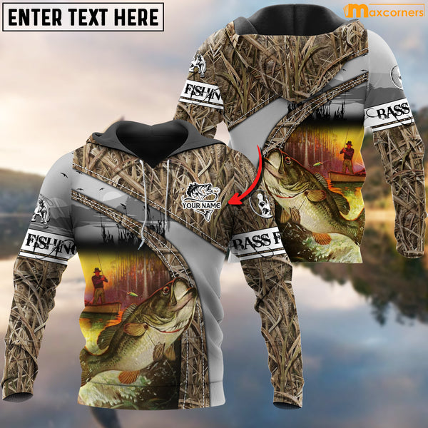 Maxcorners Custom name Camo Bass Fishing Unisex Shirts