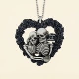 Maxcorners Personalized Skeleton Couple Black Rose Heart Shape - Ornament