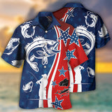 Maxcorners Fishing Patriot Day Star America Hawaiian Shirt