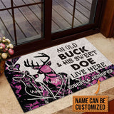 Maxcorners Premium Deer Couple Hunting Door Mat 3D Personalized - Pink