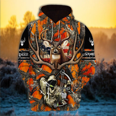 Max Corner Bow Hunting Deer Hunting Art Camo Pattern Personalized 3D Hoodie For Hunting Lover