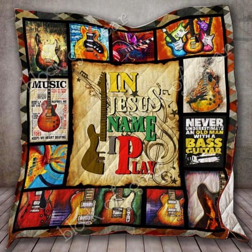 Maxcorners In Jesus Name I Play Bass Guitar Quilt Blanket