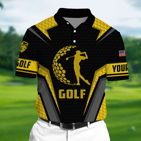 Max Corners Yellow Pride Premium Art Golf 3D Polo For Lovers Multicolor Custom Name Polo