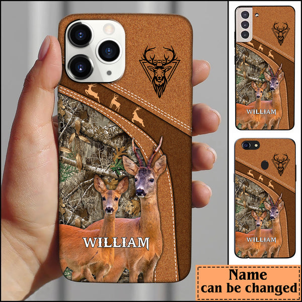 Maxcorners Leather Pattern Personalized Phone Roe Deer - Samsung Phone case