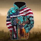 Maxcorners Personalized Eternity A Friend From The Past New Flag Deer Hunting Zipper Hoodies