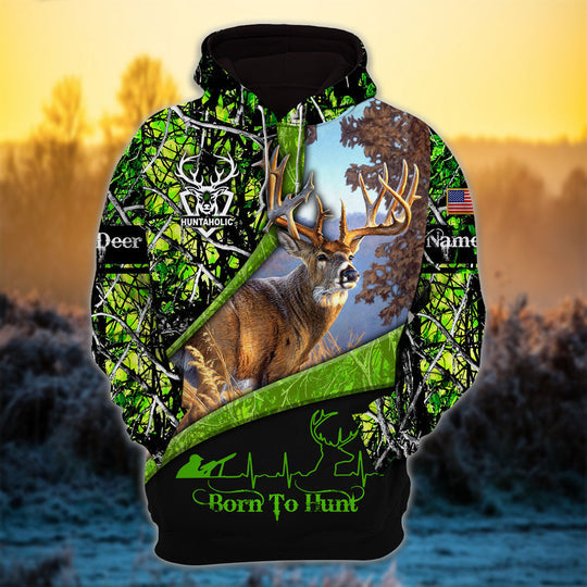 Maxcorners Personalized Born To Hunt Premium Deer Hunting Hoodies 3D