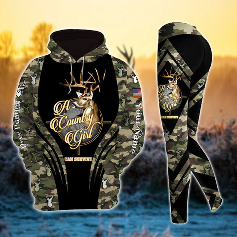 Max Corner Deer Hunting Country Girl Camo Pattern Personalized 3D Style 5 Combo Hoodie & Legging Set