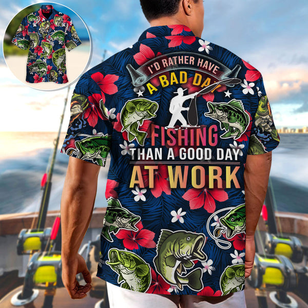 Maxcorners Fishing I'd Rather Have Bad Day Fishing Than A Good Day At Work Hawaiian Shirt