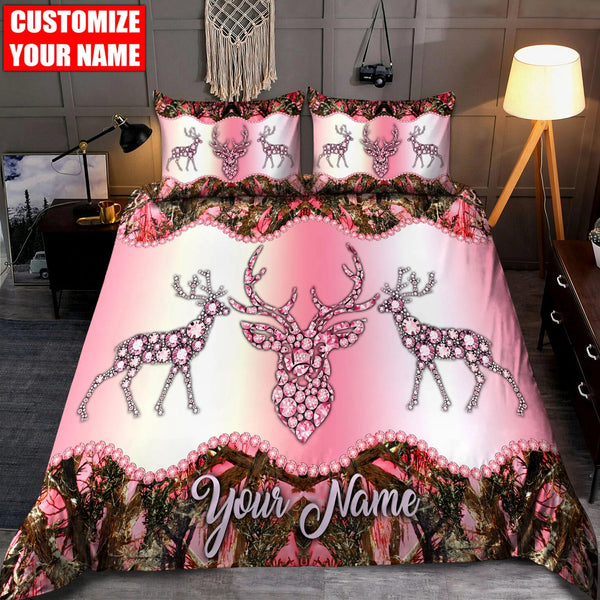 Maxcorners Personalized Deer Hunting Pink Blanket