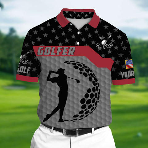 Max Corners Silver Pride The Unique Cool Art Golf, Golf Lovers 3D Polo Multicolored Custom Name Polo