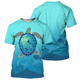 Maxcorners Scuba Diving Blue Turtle Pattern All Over Printed Shirt