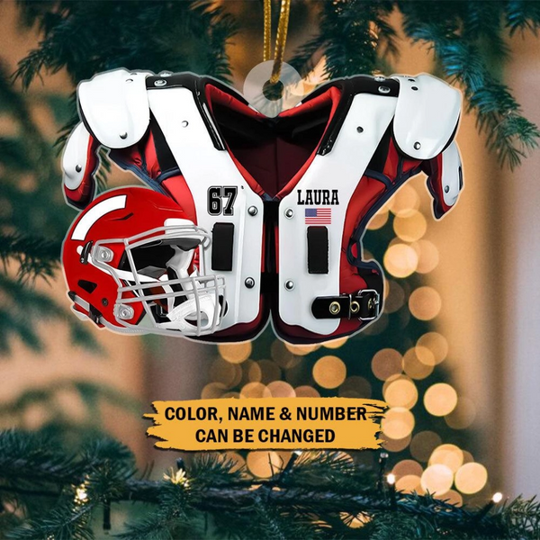 Personalized American Football Acrylic Christmas Ornament American Football Shoulder Pads Helmet