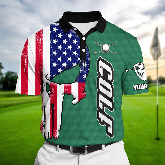 Max Corners Green Pride Premium Cool American Skull Golf Polo Shirts Multicolored Custom Name Polo