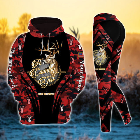 Max Corner Deer Hunting Country Girl Camo Pattern Personalized 3D Style 3 Combo Hoodie & Legging Set