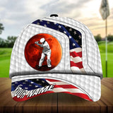 Maxcorners Golf Premium American Flag Old Golf Man Personalized Name All Over Printed Cap