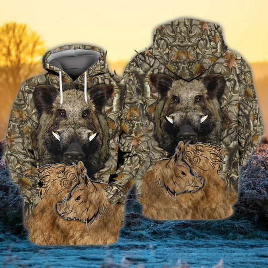 Maxcorners Wild Boar Hunting All Over Printed 3D Shirts