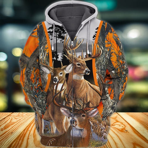 Maxcorners  Three Deers Hunting All Over Printed 3D Shirts