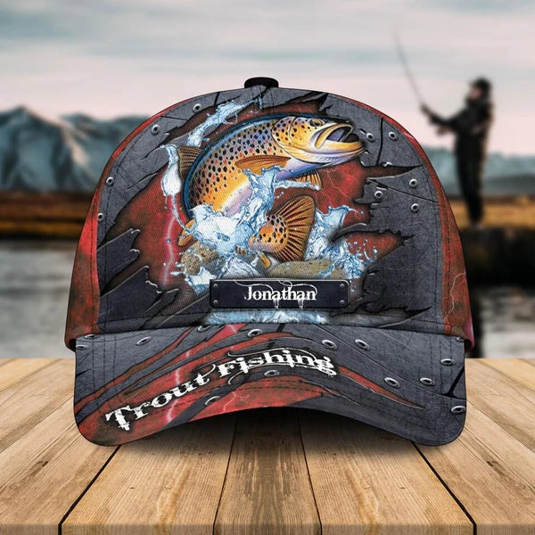 Maxcorners Personalized  Fish Aholic Red Light Cap