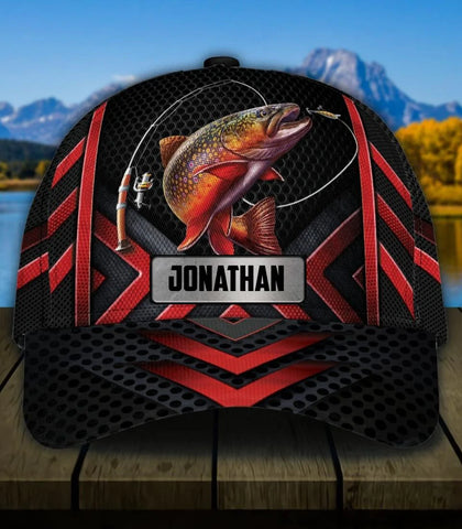 Maxcorners  Personalized Fishing Black & Red Cap