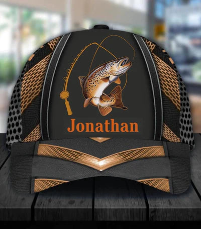 Maxcorners  Personalized Fishing Black & Orange Cap