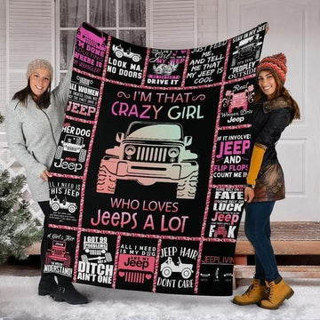 Maxcorners I'm that Crazy Girl Who Loves Jeeps A Lot Fleece Blanket Christmas Gift