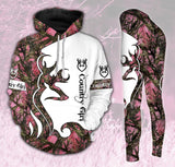 Max Corner Country Girl Hunting Line Pattern 3D Combo Hoodie & Legging Set