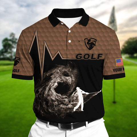 Max Corners Brown Pride Premium Golfer On The Dark Golf Polo Shirts Multicolor Custom Name Polo