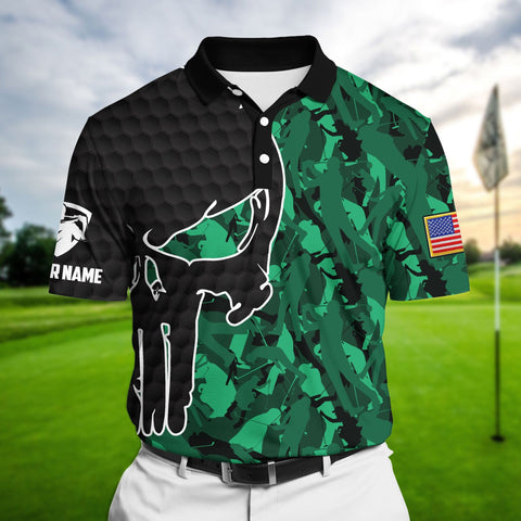 Max Corners Green Pride Best Crazy Skull Golf Polo Shirts Multicolored Custom Name Polo