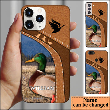 Maxcorners Leather Pattern Personalized Phone Case Mallard Duck - Iphone