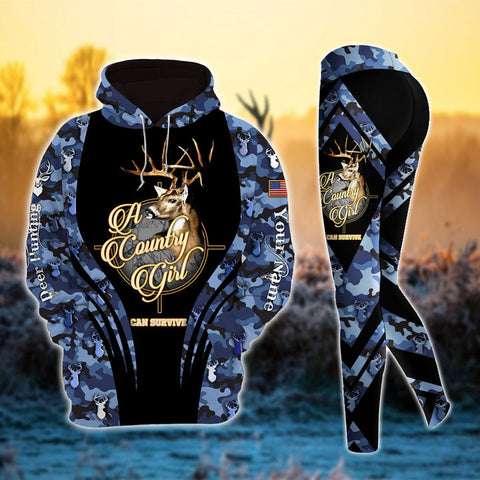 Max Corner Deer Hunting Country Girl Camo Pattern Personalized 3D Style 4 Combo Hoodie & Legging Set
