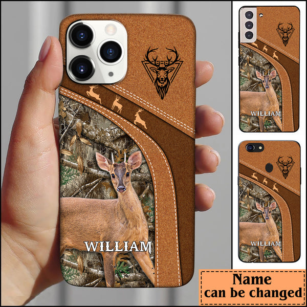 Maxcorners Leather Pattern Personalized Phone Brocket Deer  - Samsung Phone case
