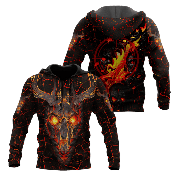 Maxcorners Deer Hunting Fire 3D Over Printed Hoodie