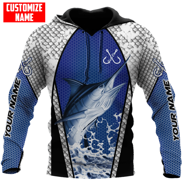 Maxcorners Blue Marlin Fishing Custom Name Sport Fishing Unisex Shirts