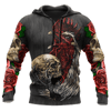 Maxcorners Skull Rooster And Rose Hoodie
